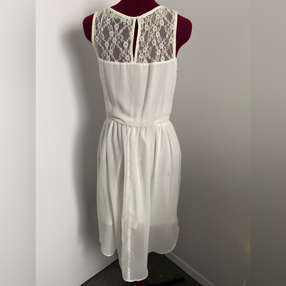 Off white dress chiffon sz S high low - Picture 2 of 2
